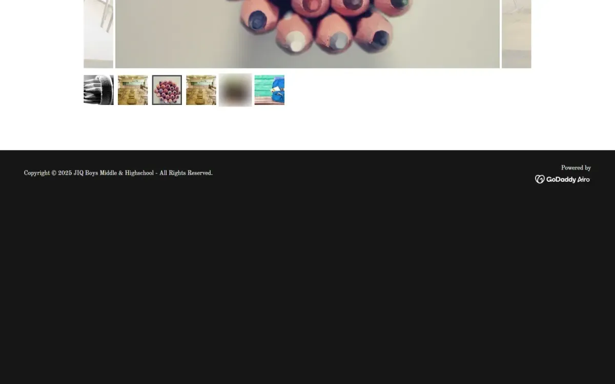 The photo gallery thumbnails and the footer of the school site.